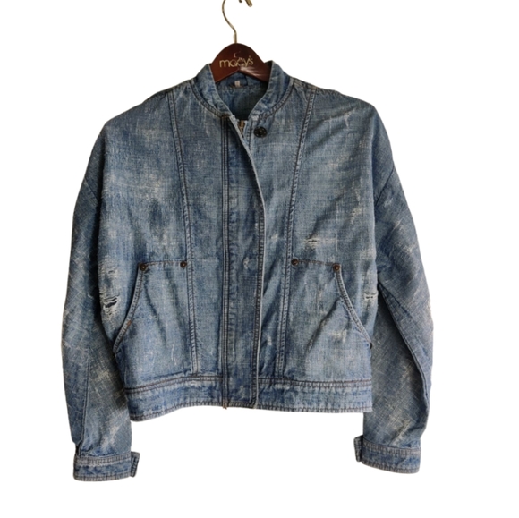 Free People Tattered Tennis Jacket Denim - Picture 2 of 9